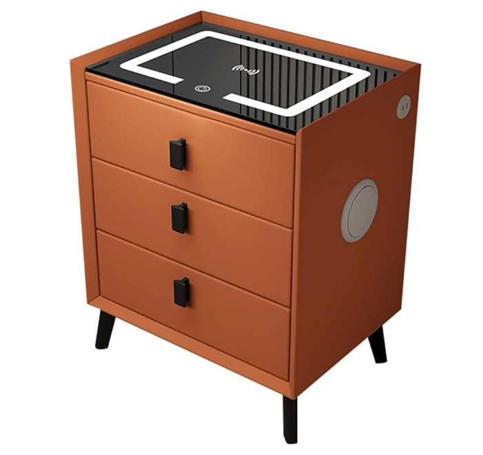 Smart nightstand Bedroom furniture Wireless charging and usb charging locker drawer chest Bluetooth speaker touch tri-color light nightstand